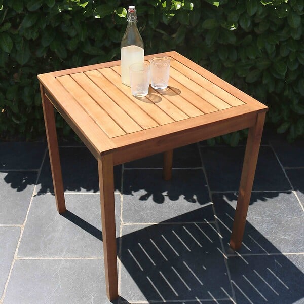 OVIALA - Table bistrot carrée en bois d'eucalyptus - Sete - large