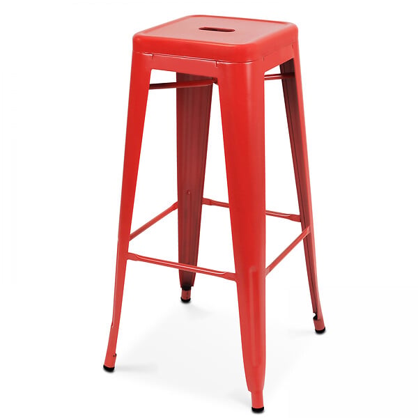 OVIALA - Lot de 4 tabourets de bar en acier rouge mat - Indus - large