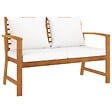 VIDAXL - vidaXL Banc de jardin avec coussin crème 120 cm Bois solide d'acacia - vignette