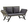 VIDAXL - vidaXL Banc de jardin avec coussins 176 cm Gris Résine tressée - vignette