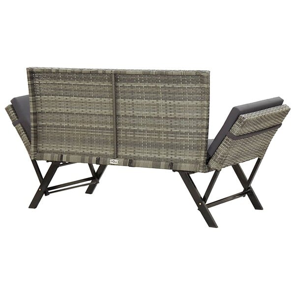VIDAXL - vidaXL Banc de jardin avec coussins 176 cm Gris Résine tressée - large