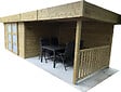 SOLID - Abri de jardin bois Arhus avec auvent - Bois naturel - L.661,4xH.219xP.245cm - vignette