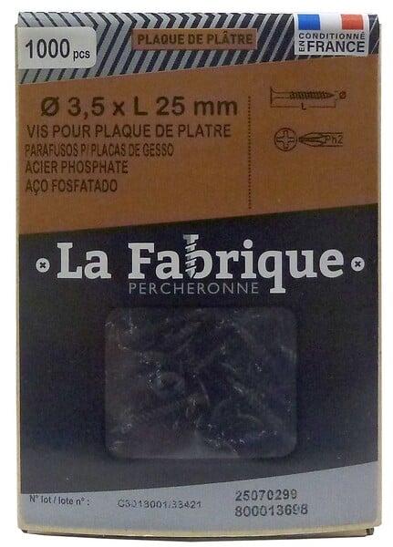Vis pour plaque de plâtre - Noir - 25x1000mm - large