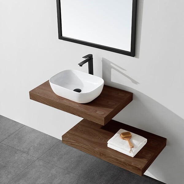 STANO - Plan suspendu pour vasque TOP noyer 80 x 46 cm - large