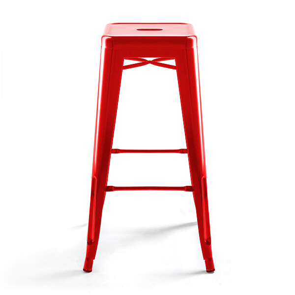 OVIALA - Lot de 4 tabourets de bar acier rouge brillant - large