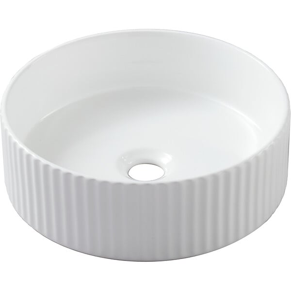 GODART - Vasque à poser striée ø36cm blanche - Ania - large