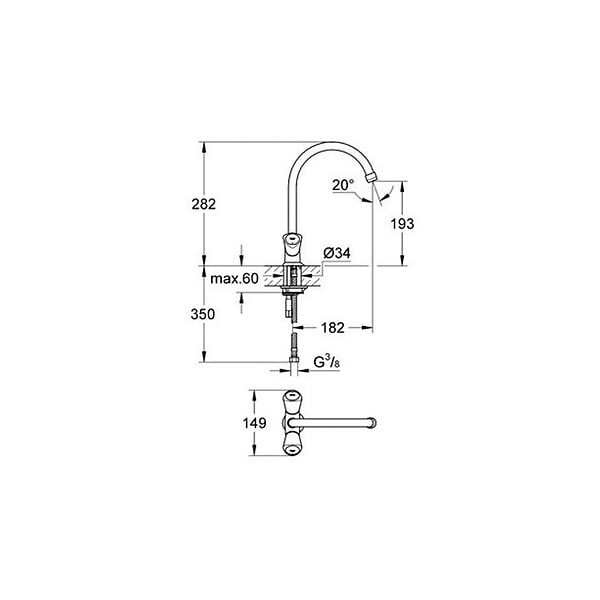 GROHE - Mélangeur monotrou Costa S - large