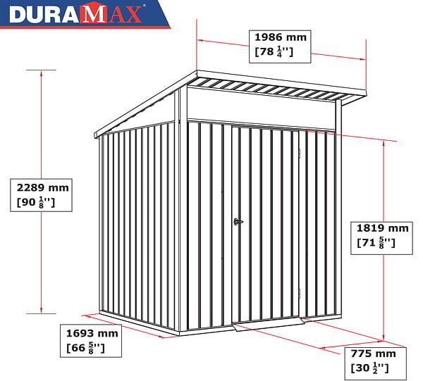 DURAMAX - Abri de jardin métal MODERN - 3,32m² - Mono pente - Anthracite - large