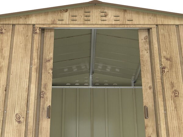 DURAMAX - Abri de jardin métal WOODGRAIN - 7,75m² - kit ancrage - Imitation bois - large