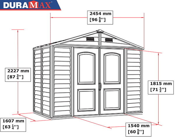 DURAMAX - Abri PVC Woodstyle PREMIUM - 4,13m² - Kit fondation + 1 fenêtre - Beige - large
