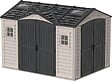 DURAMAX - Abri PVC DARK GREY Apex 8,05m² - kit fondation, 2 fenêtres, 2 puits de lumière - Gris - vignette