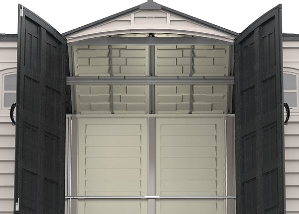 DURAMAX - Abri PVC DARK GREY Apex 8,05m² - kit fondation, 2 fenêtres, 2 puits de lumière - Gris - large