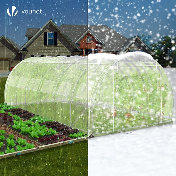 VOUNOT - Serre de jardin Toute Saison 18m2 avec portes laterales - large