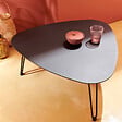 OVIALA - Table basse de jardin triangulaire en aluminium noir - Atoll - vignette