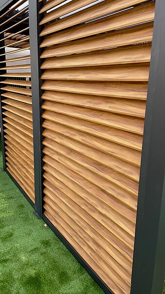 HABRITA - Ventelles alu imitation bois - Marron - L.280xH.219cm - large