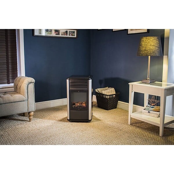 SAHARA - Chauffage à gaz 3.4 KW mobile Noir Effet feu + Tuyau gaz + Détendeur butane Manhattan SAHARA - large