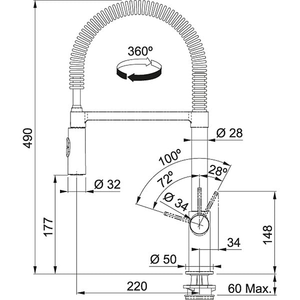 FRANKE - mitigeur évier avec douchette chromé - 888909 - large