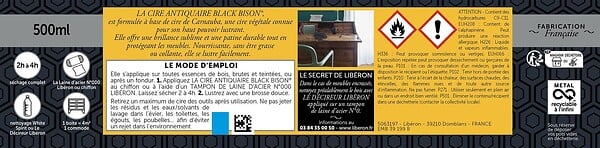LIBERON - Cire antiquaire pâte Black Bison Merisier clair Pot 0.5l - large