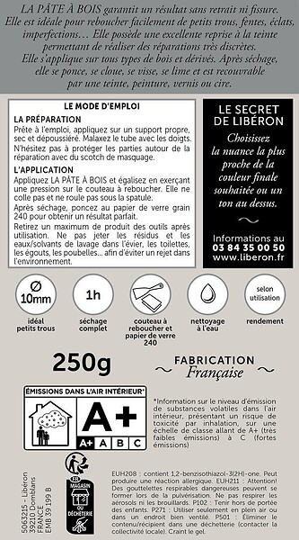 LIBERON - Pâte à bois Chêne foncé - Tube 250g - large
