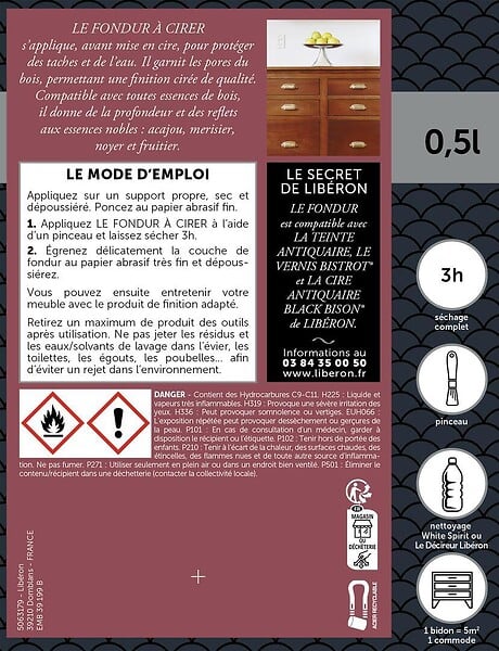 LIBERON - Fondur à cirer Incolore Bidon 0.5l - large