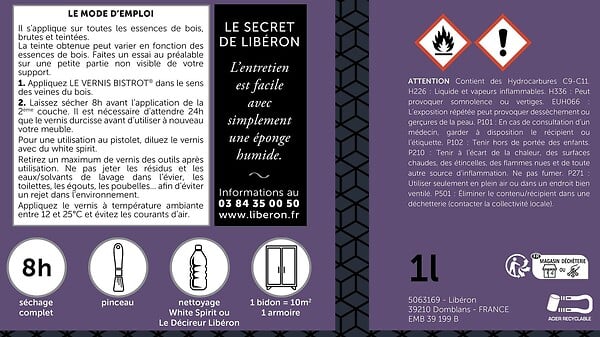 LIBERON - Vernis Bistrot Satin - Chêne clair - 0,25 L - large