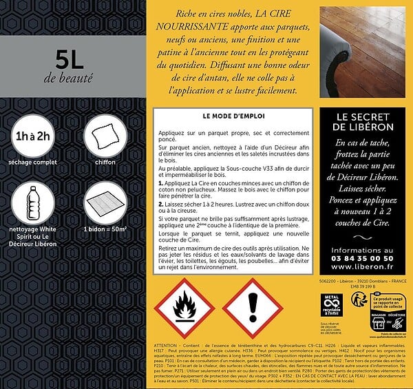 LIBERON - Cire nourrissante parquets Incolore Bidon 1l - large