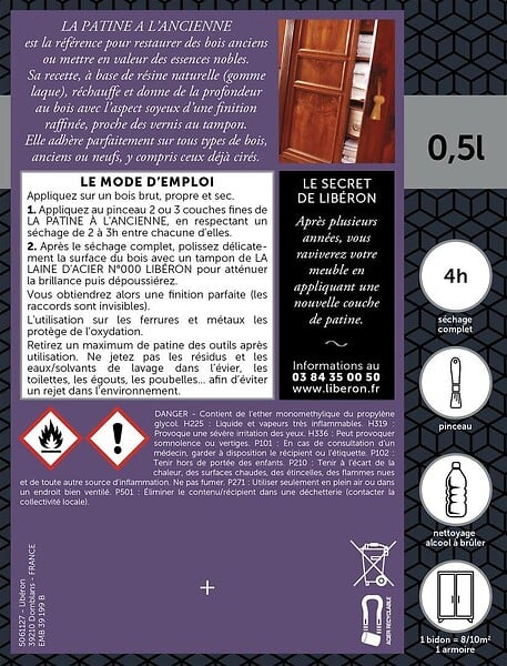 LIBERON - Patine à l'ancienne Brillant Incolore Bidon 0.5l - large