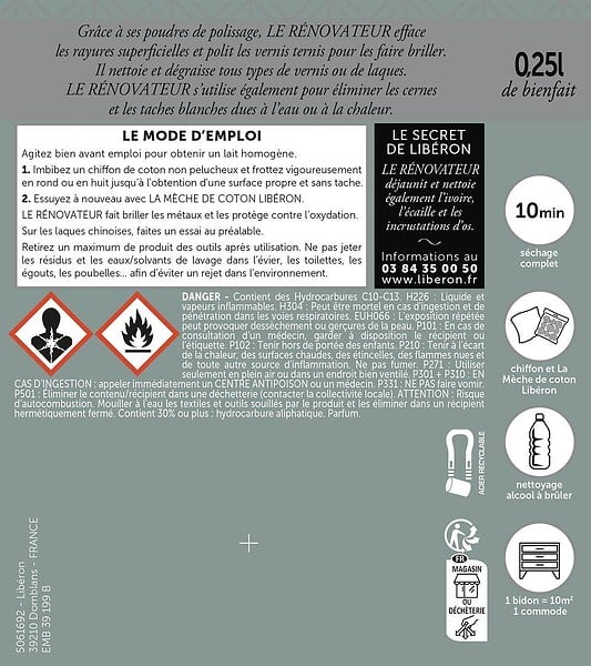 LIBERON - Nettoyant renovateur bois vernis 0.25l - large