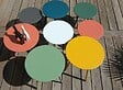 PROLOISIRS - Table basse de jardin Massaï ø 40 cm en acier époxy - bleu - vignette