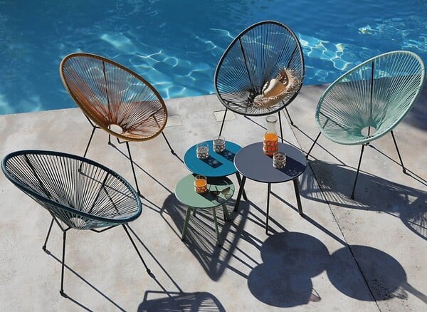 PROLOISIRS - Table basse de jardin Massaï ø 50 cm en acier époxy - bleu - large