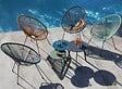 PROLOISIRS - Table basse de jardin Massaï ø 50 cm en acier époxy - bleu - vignette