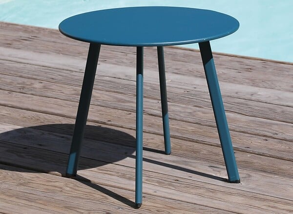 PROLOISIRS - Table basse de jardin Massaï ø 45 cm en acier époxy - bleu - large