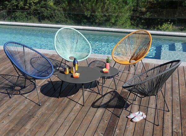 PROLOISIRS - Table basse de jardin ronde en acier Rio - graphite Ø 70 cm - large