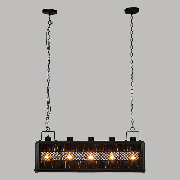 ATMOSPHERA - Luminaire Suspension 5 lampes en métal Noir L 93 cm - large