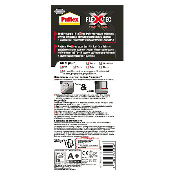 PATTEX - PATTEX Colle & Jointe Flextec Gris cart 389g - large
