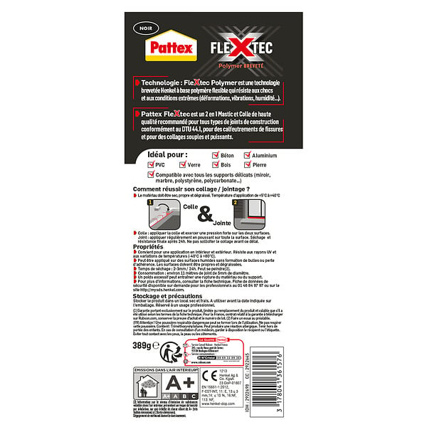PATTEX - PATTEX Colle & Jointe Flextec Noir cart 389g - large
