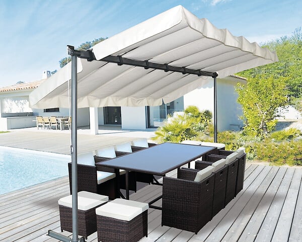 HABRITA - Pergola marquise Acier - Gris anthracite - large