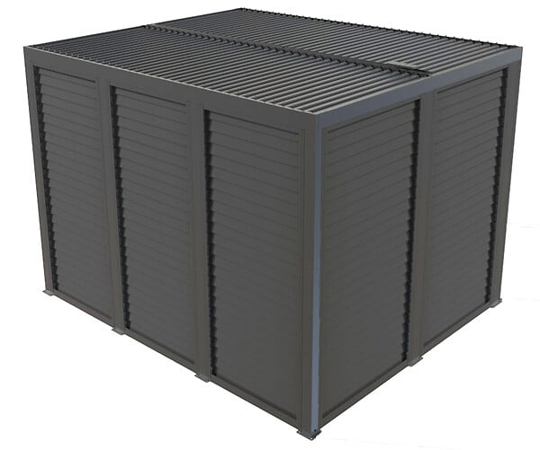 HABRITA - Pergola bioclimatique alu - Gris - L.360xP.300cm - large