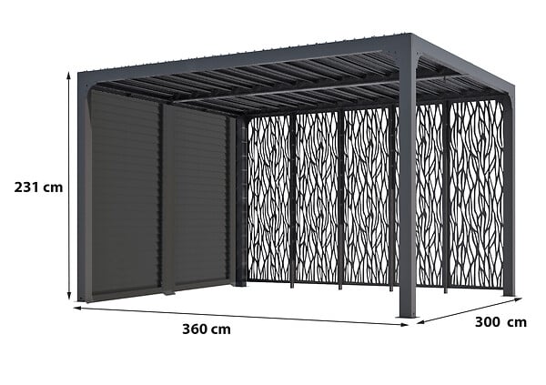 HABRITA - Pergola bioclimatique aluminium - L.360xH.231xP.300cm - large