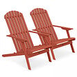 OVIALA - Lot de 2 fauteuils pliant inclinables en bois d'eucalyptus terracotta - Calgary - vignette