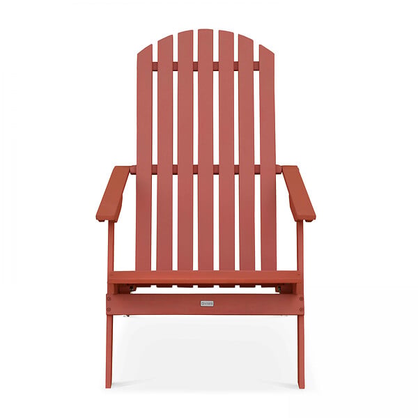 OVIALA - Lot de 2 fauteuils pliant inclinables en bois d'eucalyptus terracotta - Calgary - large