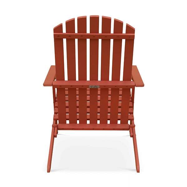 OVIALA - Lot de 2 fauteuils pliant inclinables en bois d'eucalyptus terracotta - Calgary - large