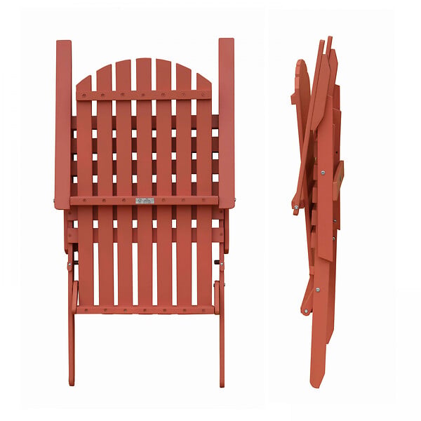 OVIALA - Lot de 2 fauteuils pliant inclinables en bois d'eucalyptus terracotta - Calgary - large