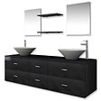 VIDAXL - vidaXL Meubles de salle de bain 9 pcs avec lavabo et robinet Noir - vignette