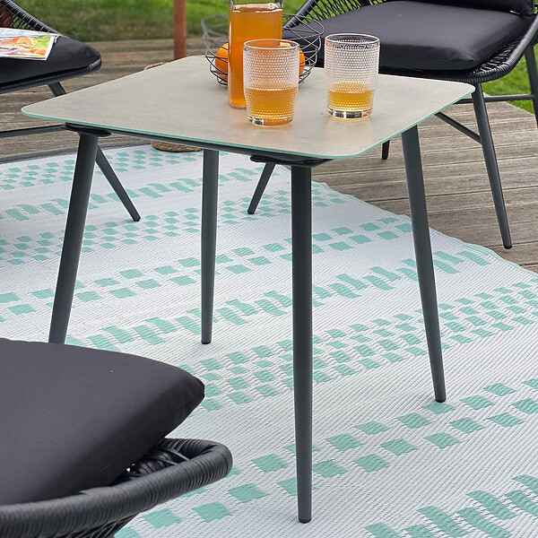 OVIALA - Petite table basse de jardin en acier gris - Costa Rica - large