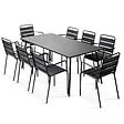 OVIALA - Ensemble table de Jardin et 8 fauteuils en métal gris - Palavas - vignette