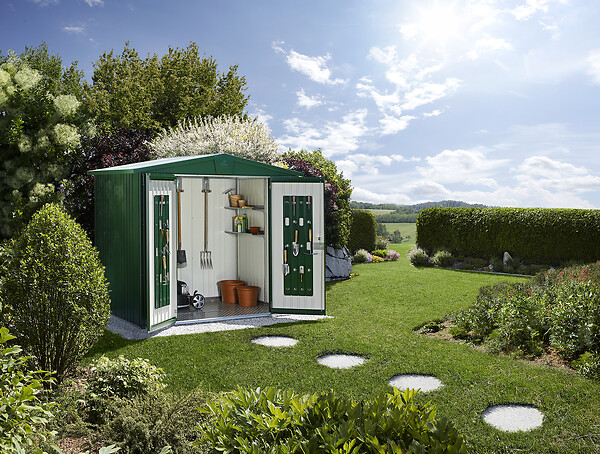 BIOHORT - Abri de jardin Europa T3 - Métal -  Vert foncé - 3,3m2 - large