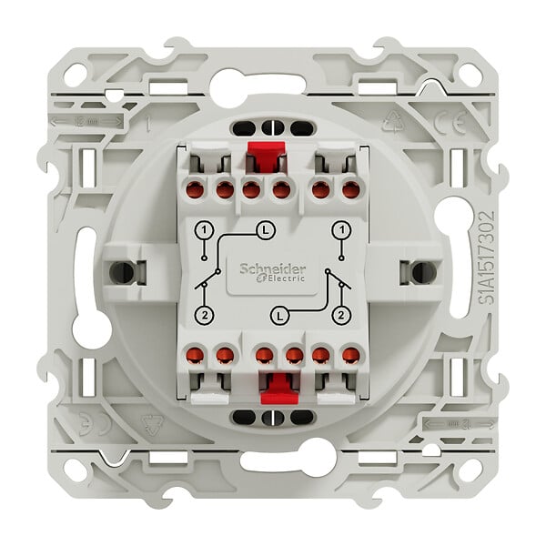 SCHNEIDER ELECTRIC - Double va-et-vient Aluminium Odace Argent 10A - large