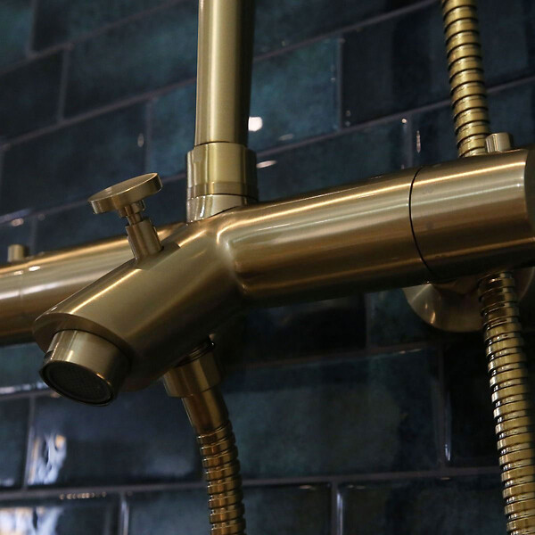 ESSEBAGNO - Luisa II 250 colonne bain-douche thermostatique or brossé - large