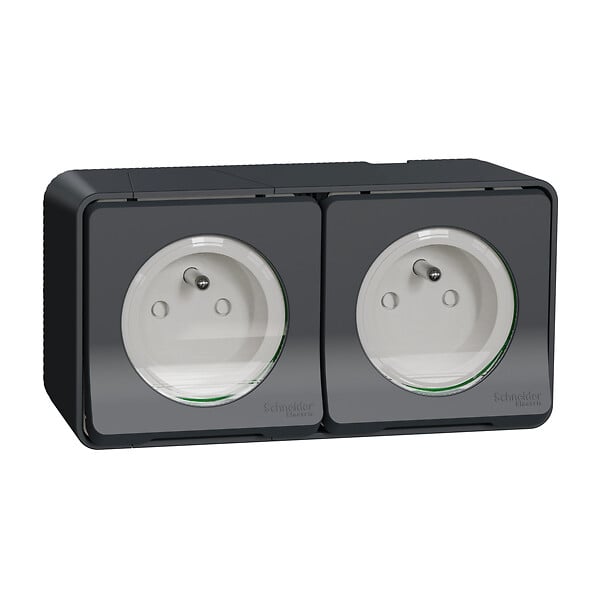 SCHNEIDER ELECTRIC - Mureva Styl-Double prise de courant 2P+T - Anthracite - large